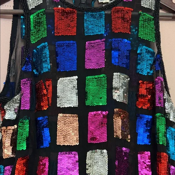 Multicolor Vintage Sequin Sleeveless Blouse - Picture 4 of 13